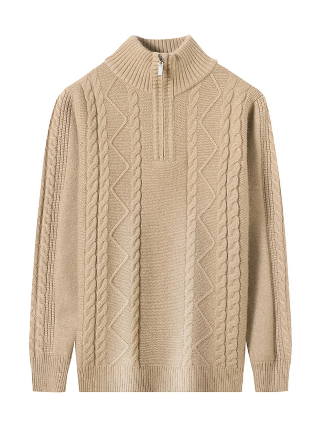 Men's Plus Size Cable Knit Quarter-Zip Sweater