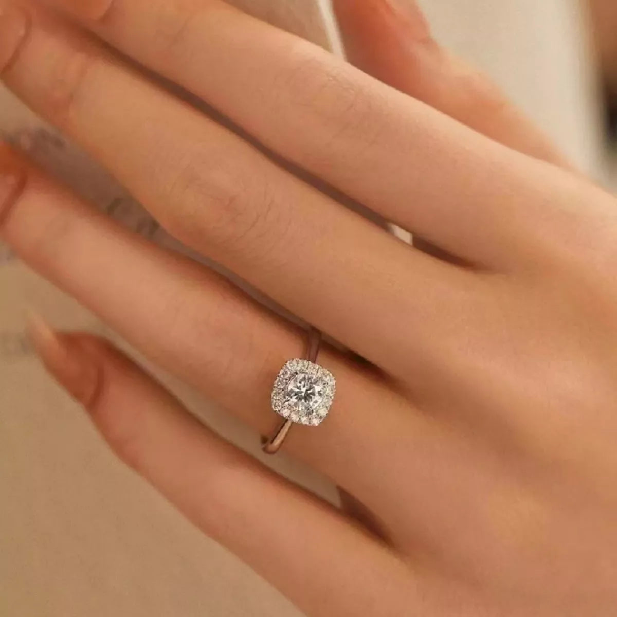 1 Carat 925 Sterling Silver Moissanite Square Ring