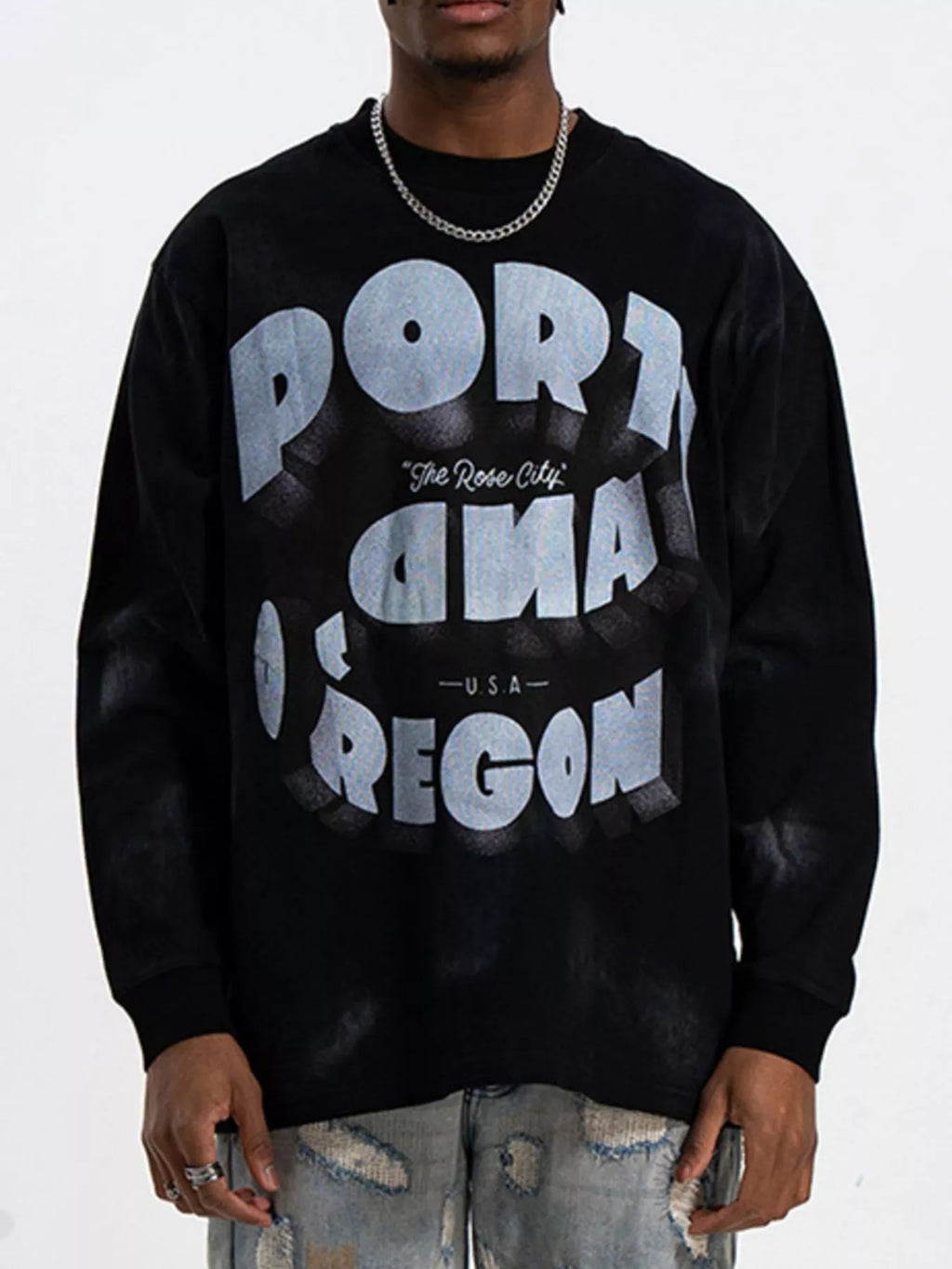 Men's Graphic Round Neck Long Sleeve T-Shirt
