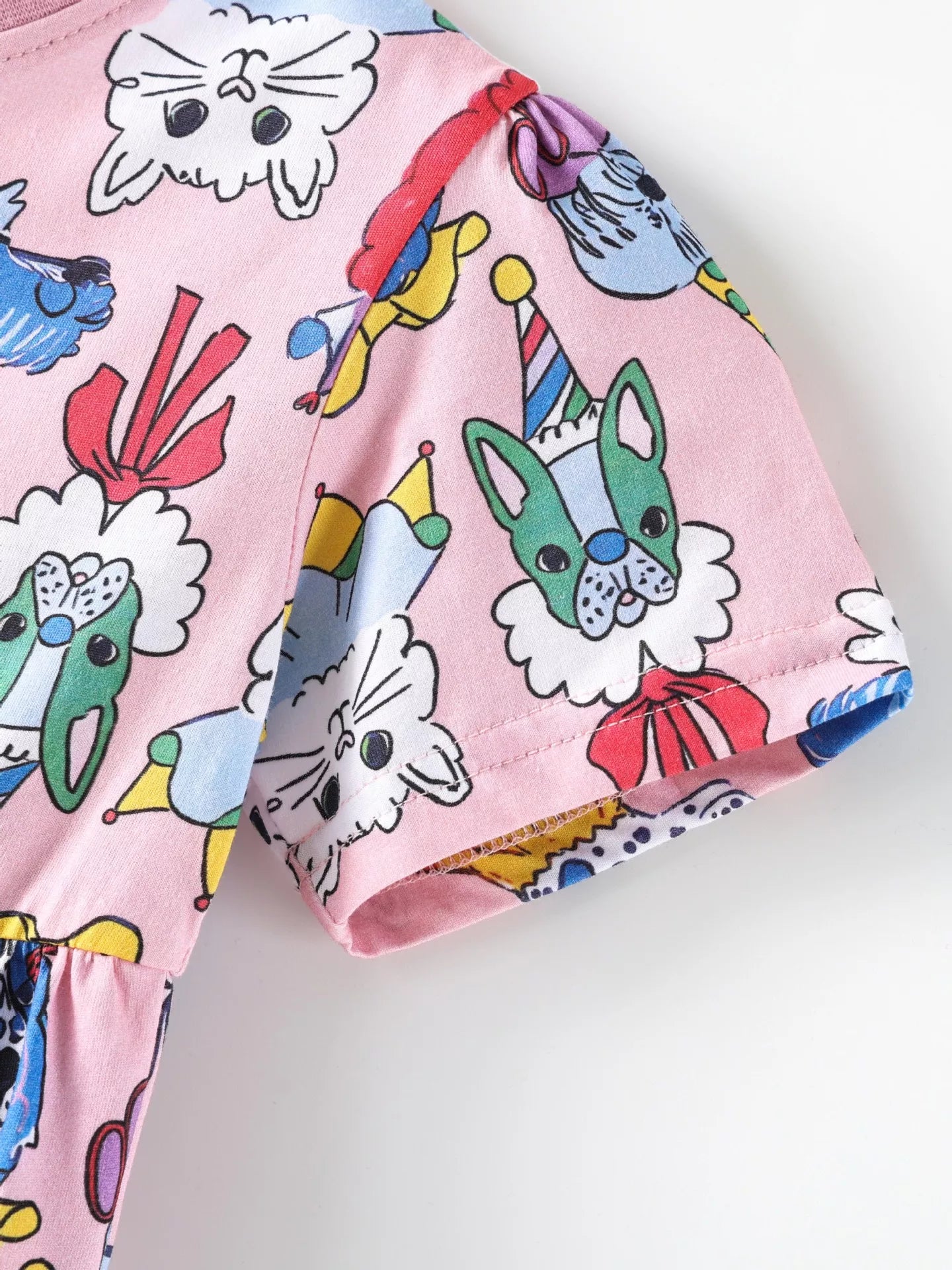 Children's Cartoon Print Short Sleeve Dress