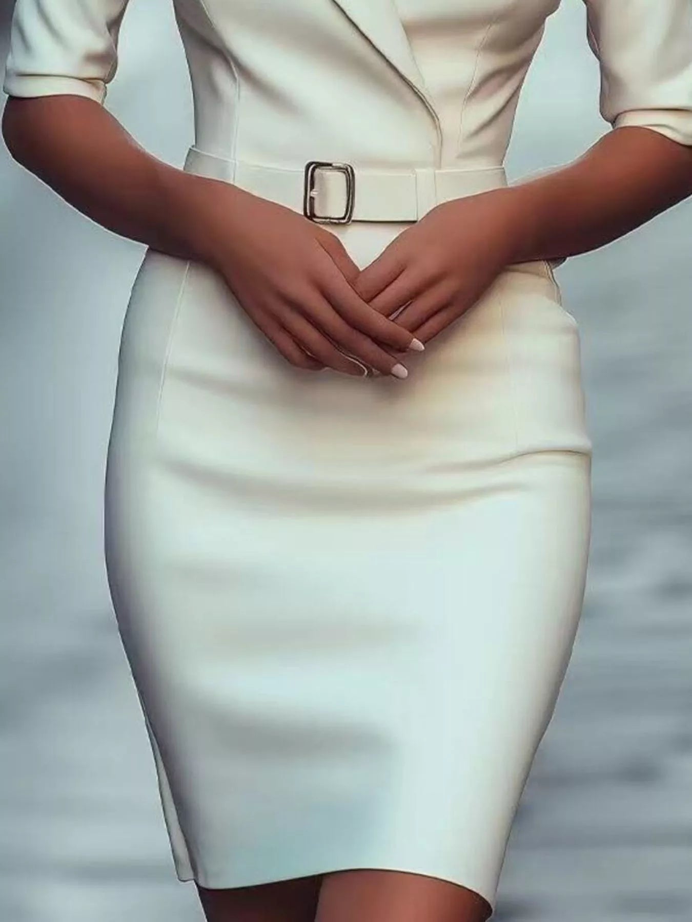 Surplice Half Sleeve Dress