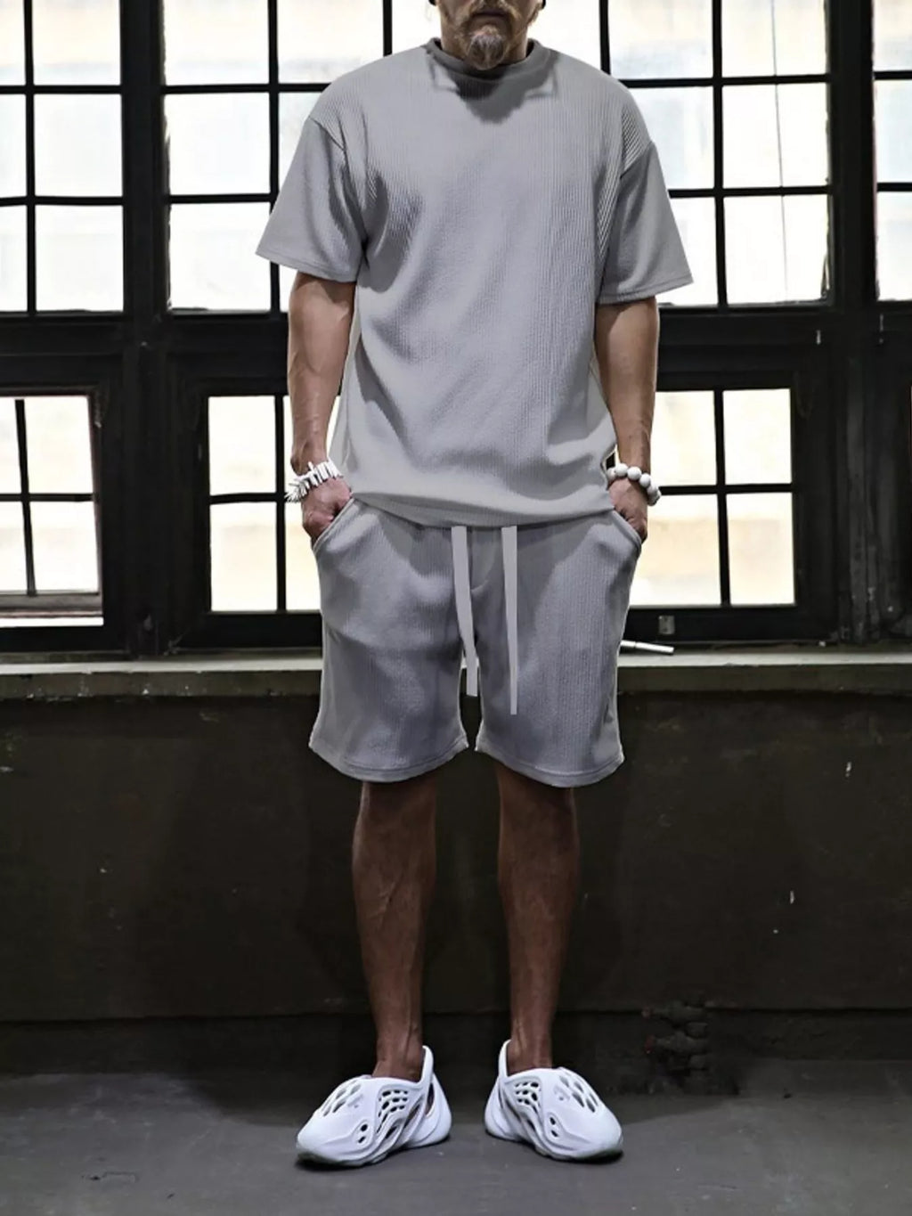 Men's Full Size Short Sleeve Top and Shorts Set Plus Size