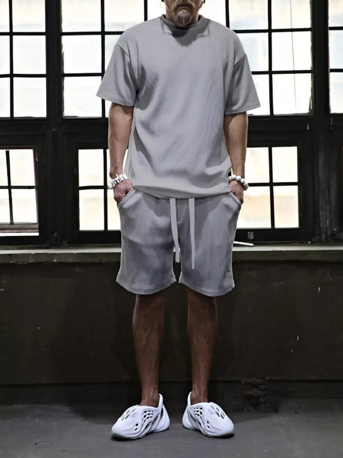 Men's Full Size Short Sleeve Top and Shorts Set Plus Size