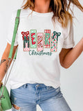 Merry Christmas Ribbon Bow Detail Holiday Graphic Tee
