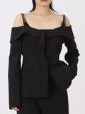 Ruffled Cold Shoulder Long Sleeve Outerwear
