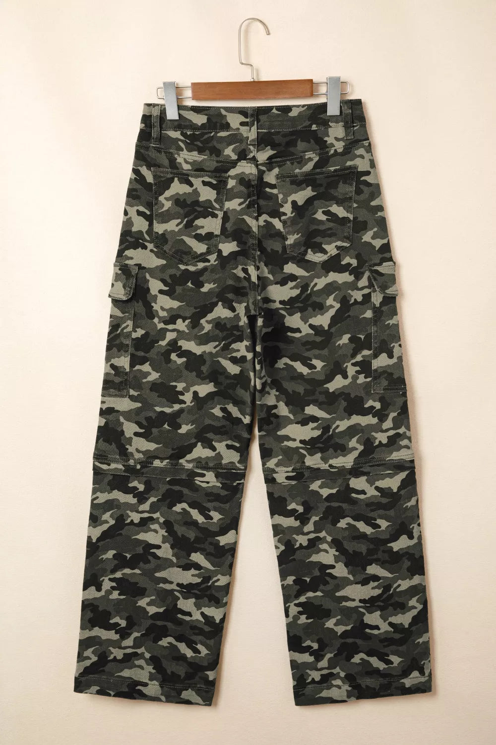 Camouflage Print Multi Pocketed Womens Denim Pants