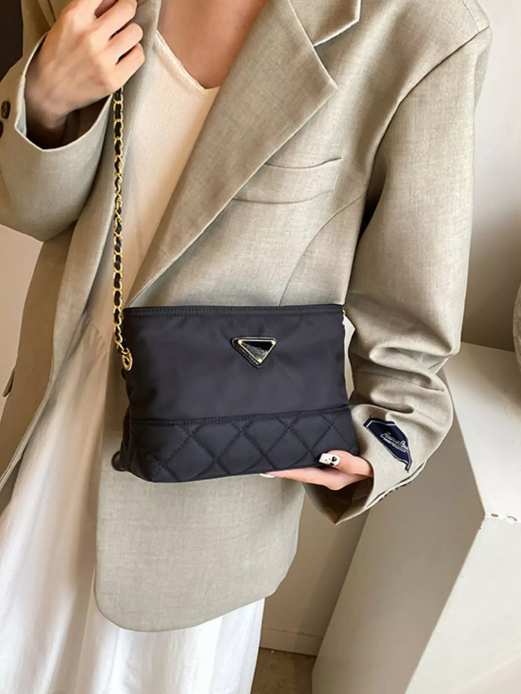 Quilted Crossbody Bag with Chain Strap