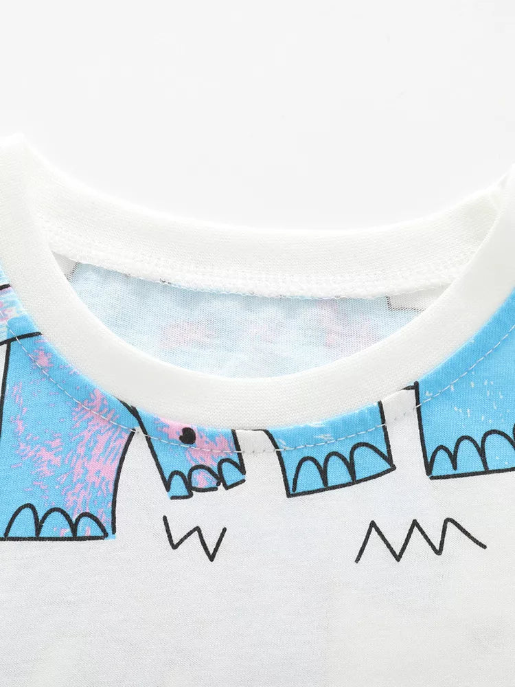 Children's Dinosaur Print Round Neck T-Shirt