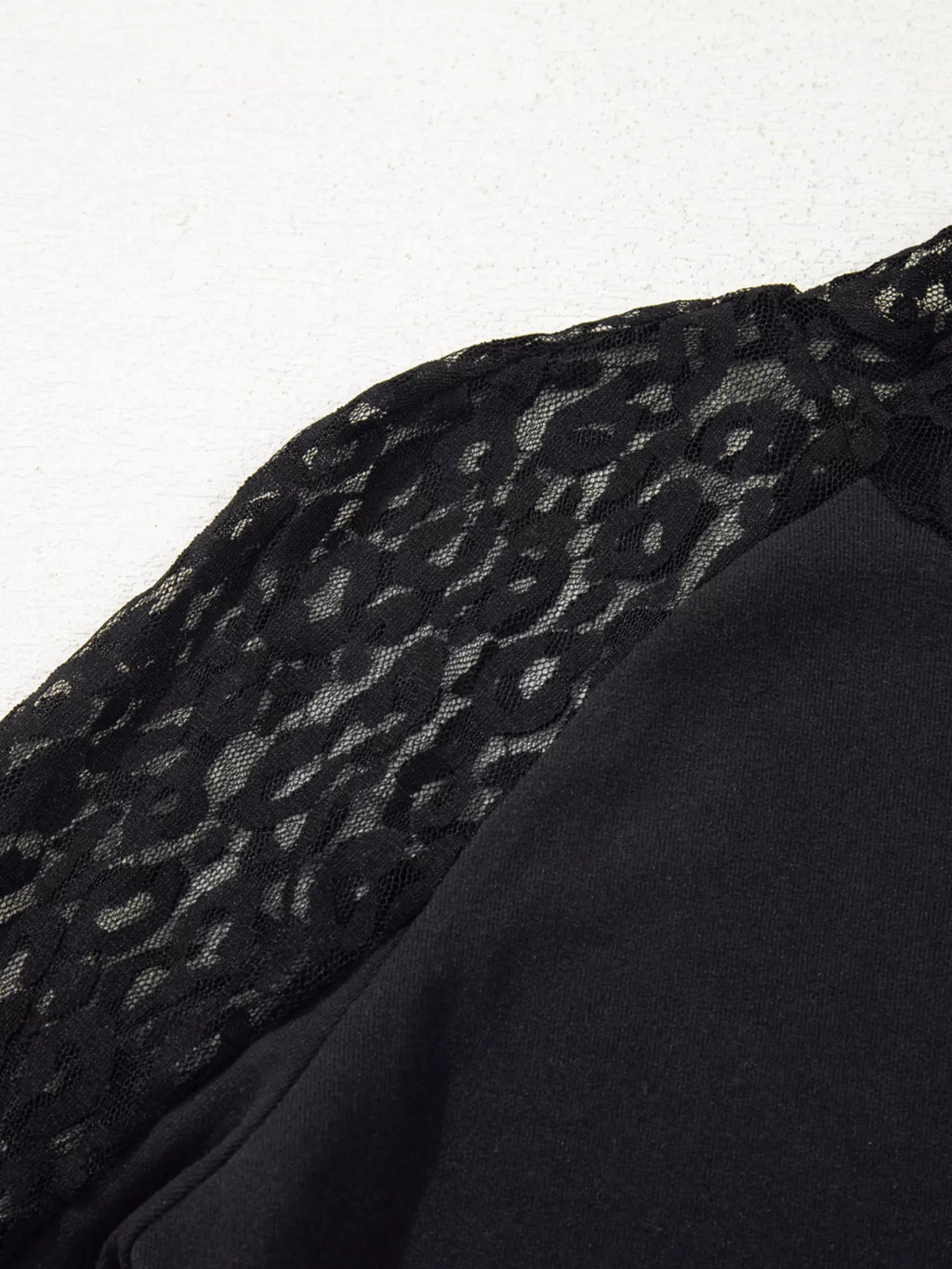 Leopard Mesh Patchwork Knit Long Sleeve Top