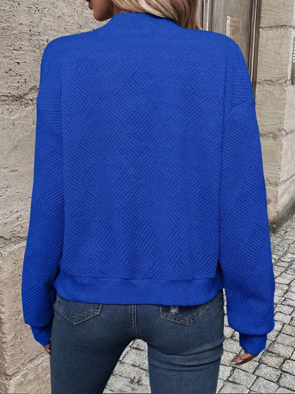 Full Size Zip Up Long Sleeve Textured Jacket Plus Size