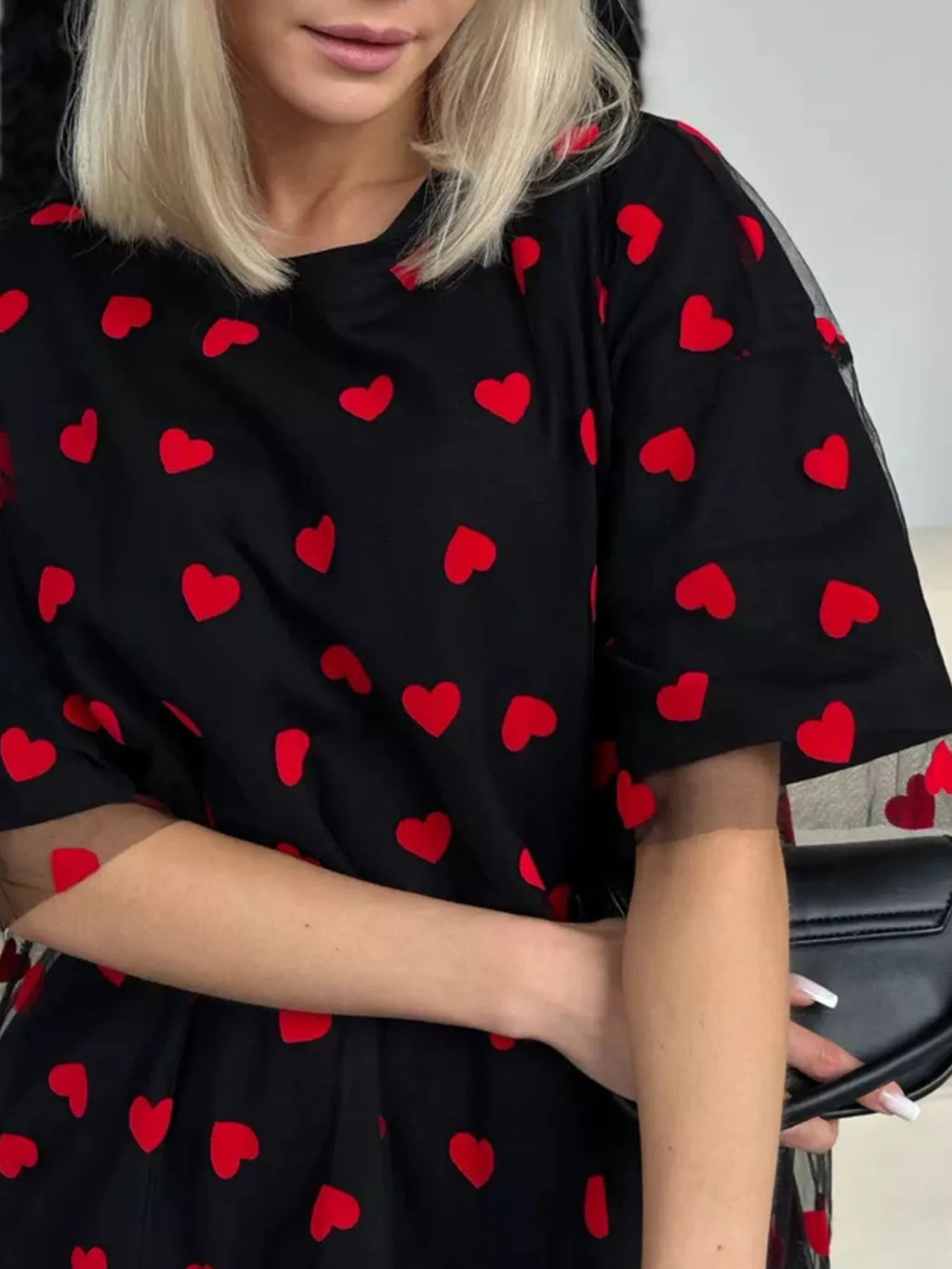 Heart Print Oversized T-Shirt
