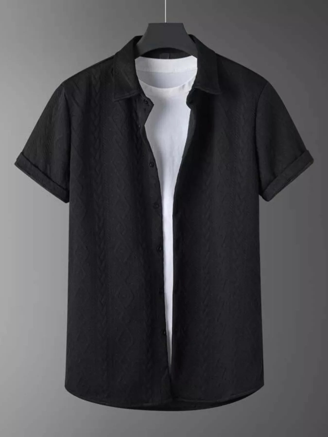 Men's Textured Knit Short Sleeve Polo & Shorts Set
