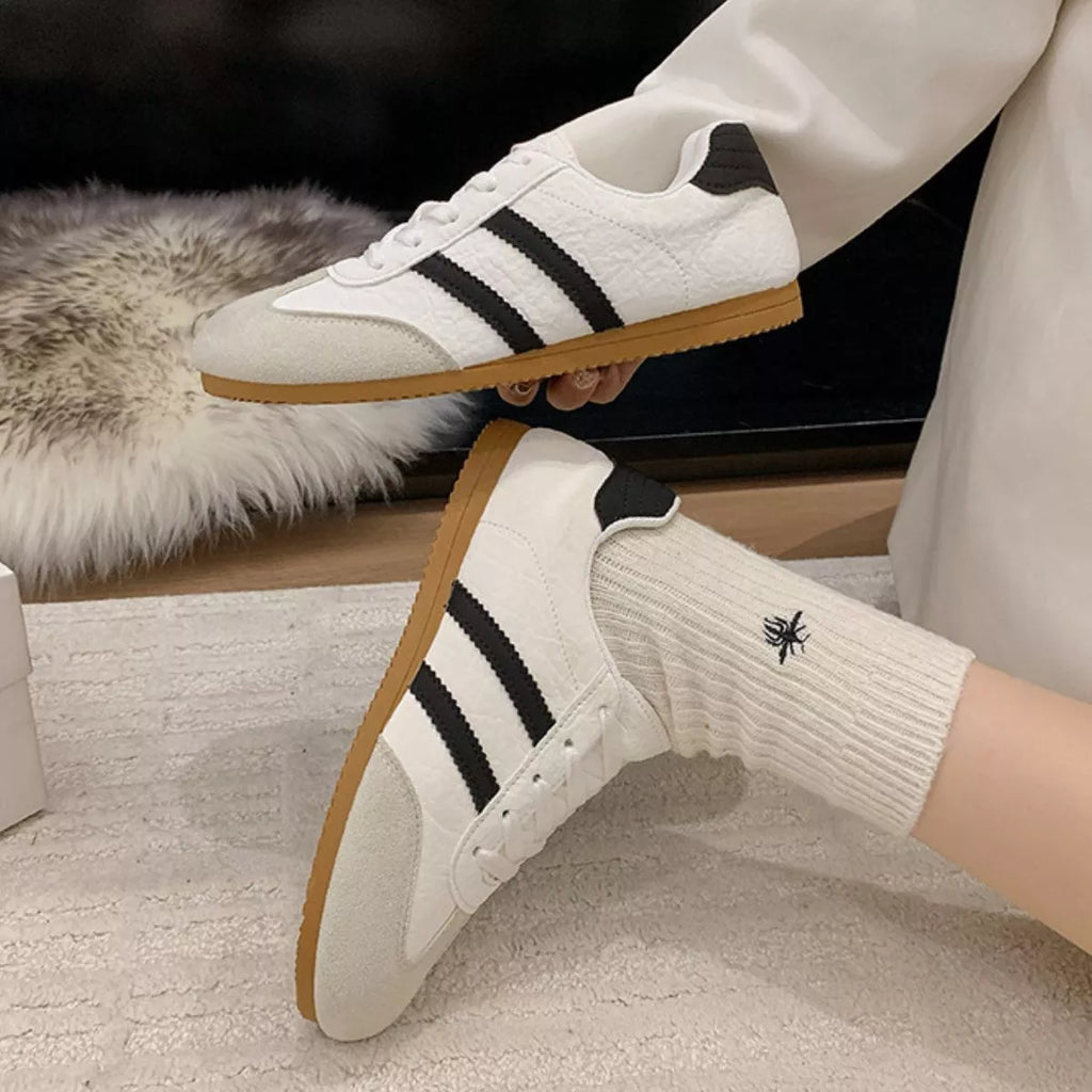 Striped Lace Up Casual Sneakers