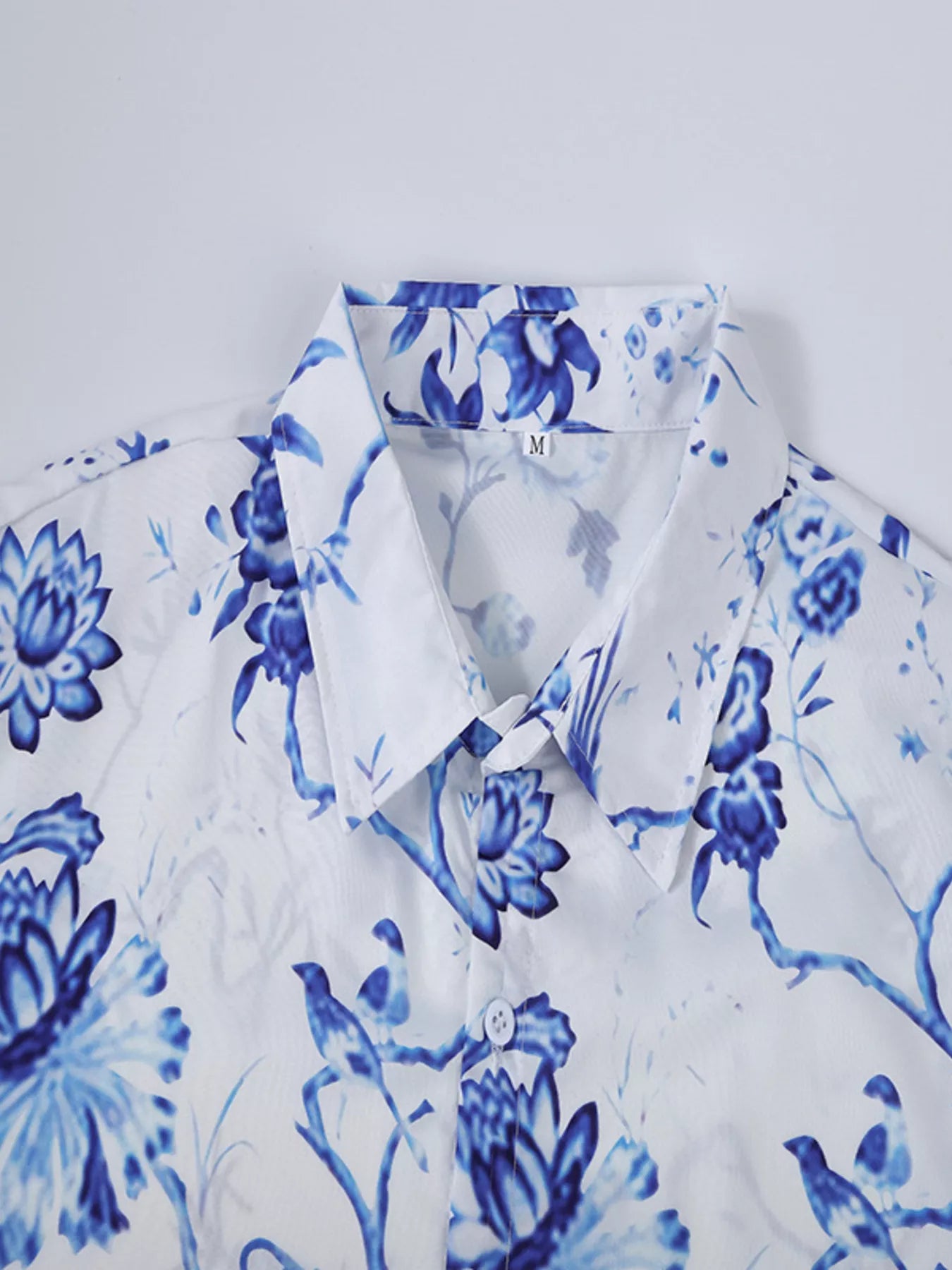 Men's Full Size Floral Print Button-Down Shirt Plus Size