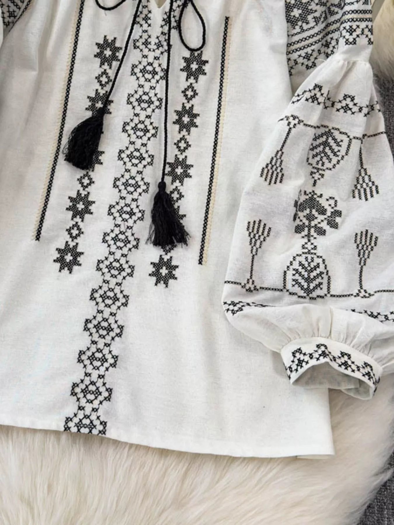 Tie Neck Long Sleeve Blouse