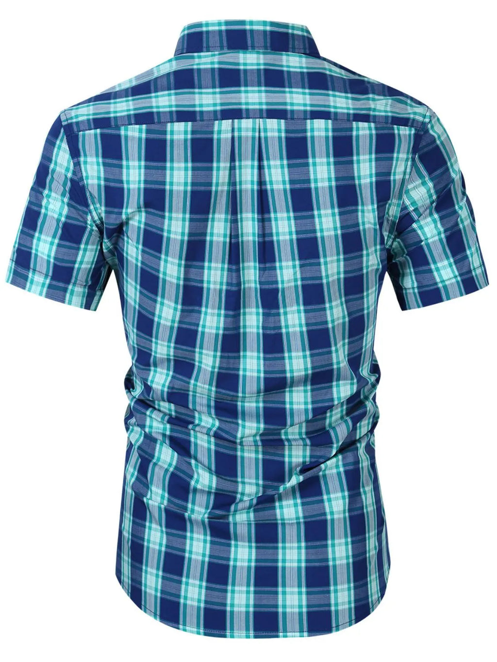 Men's Plaid Collared Neck Short Sleeve Shirt