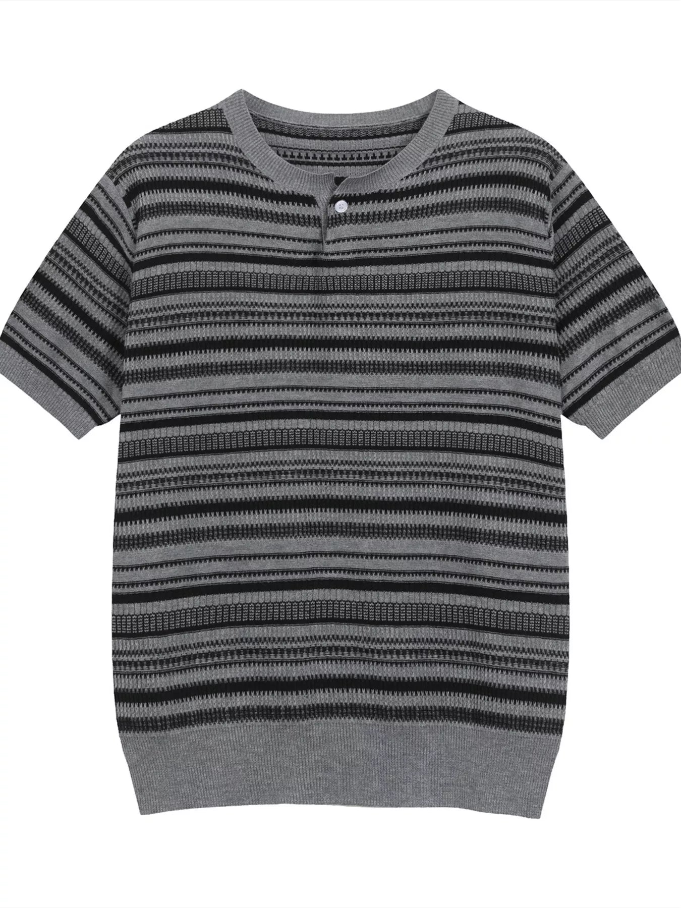 Men's Striped Knit Henley T-Shirt
