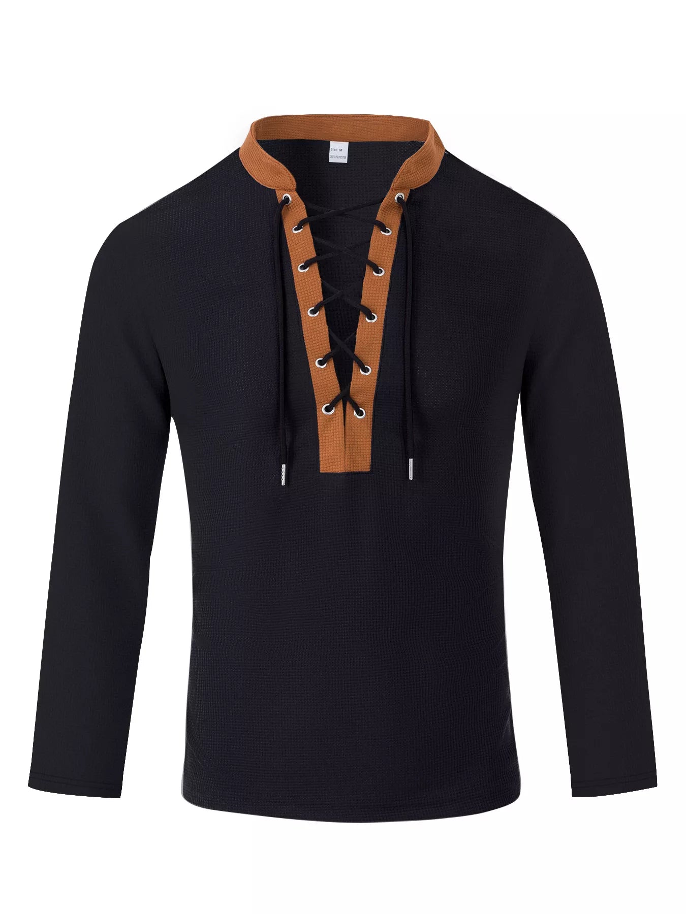 Men's Full Size Vintage Lace-Up Long Sleeve T-Shirt Plus Size
