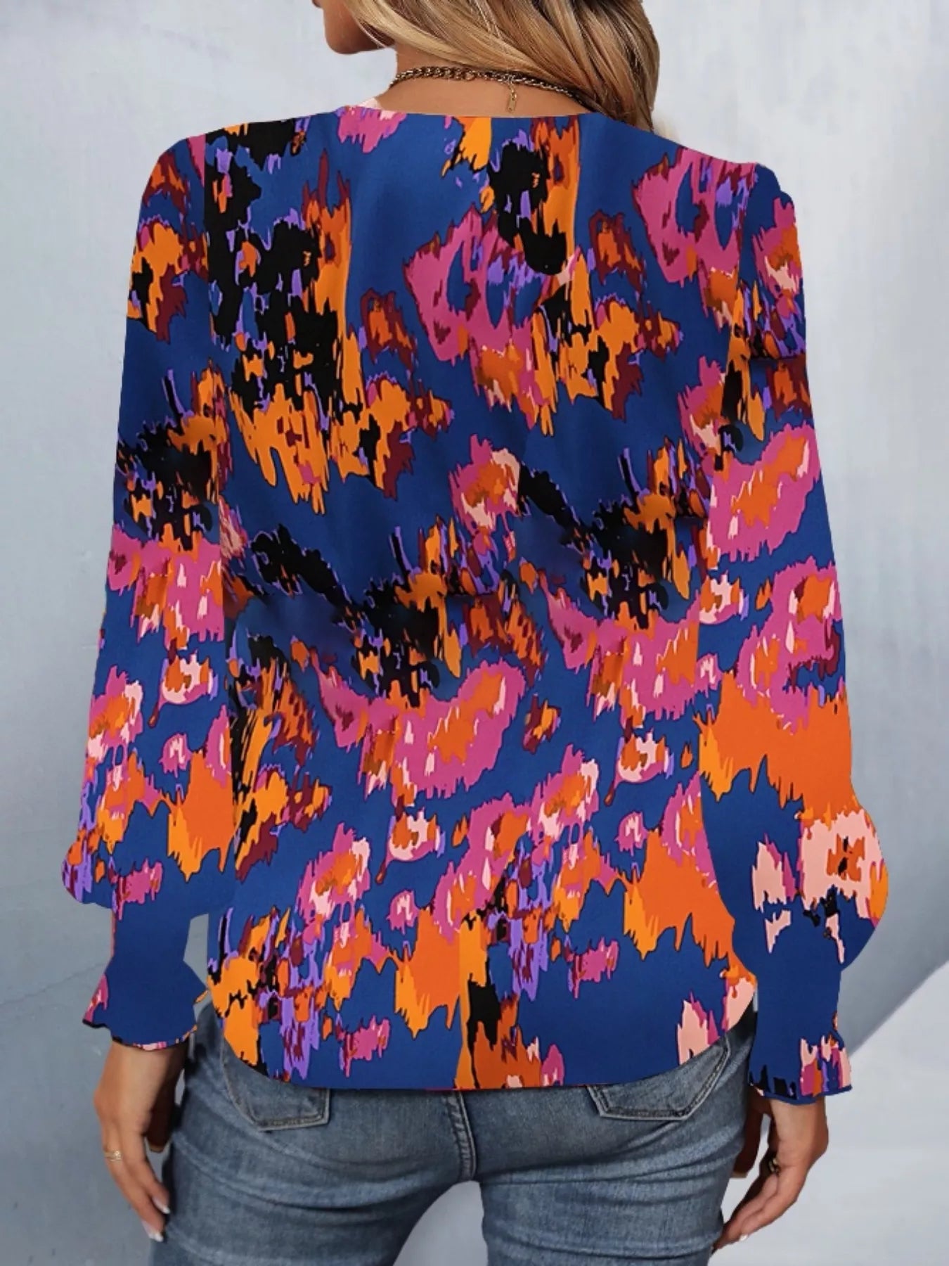 Printed Button Up Long Sleeve Shirt
