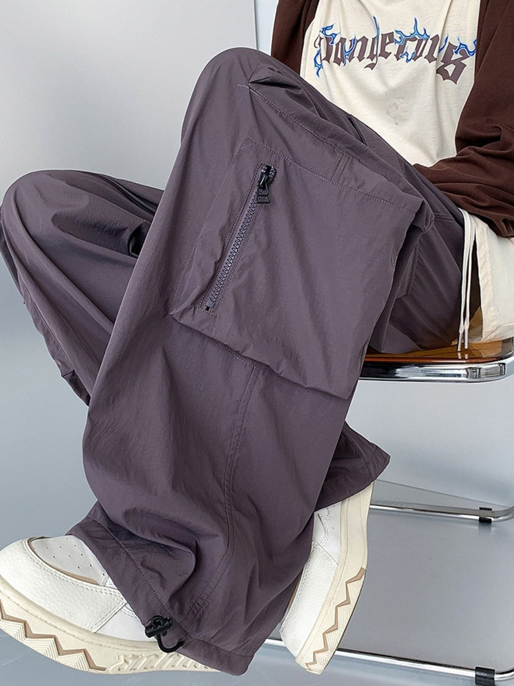 Men's Plus Size Loose Fit Cargo Pants with Drawstring