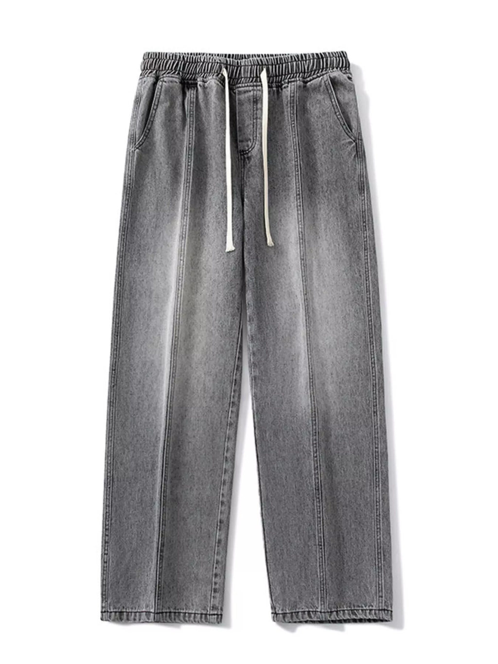 Men's Full Size Relaxed Fit Wide Leg Drawstring Jeans Plus Size