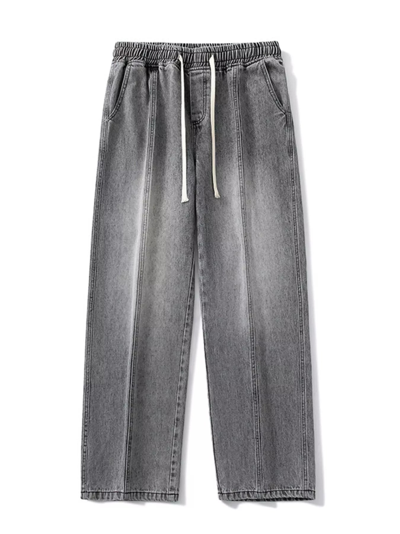 Men's Full Size Relaxed Fit Wide Leg Drawstring Jeans Plus Size