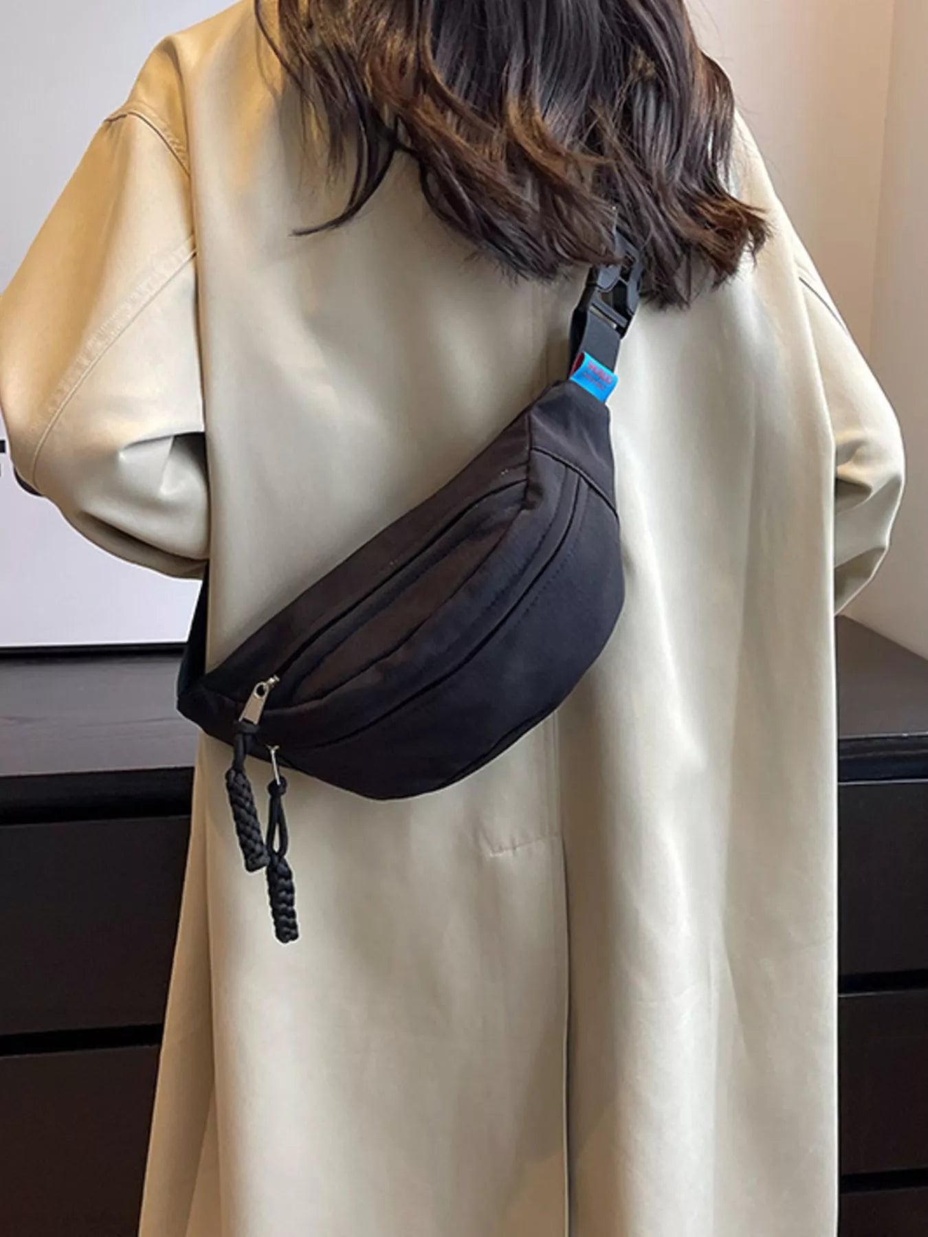 Lightweight Crossbody Bag with Tassel Detail