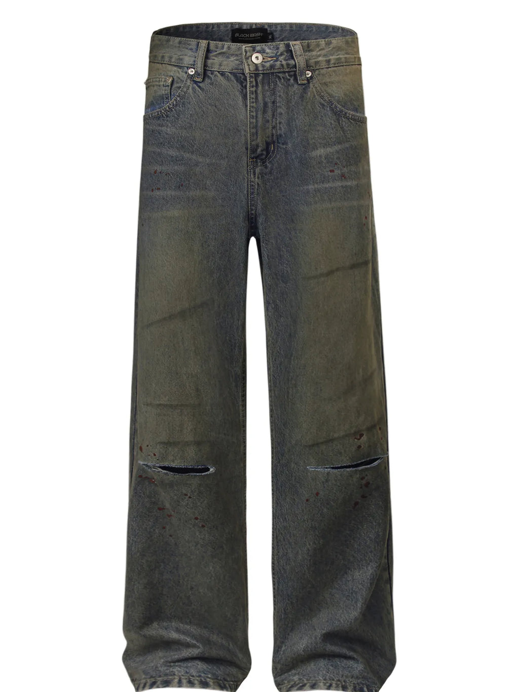 Men's Distressed Wide Leg Vintage Wash Jeans