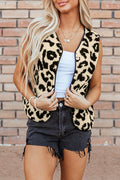 Leopard Button Up Vest Coat