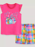 Children's Camera Embroidered Top and Shorts Set