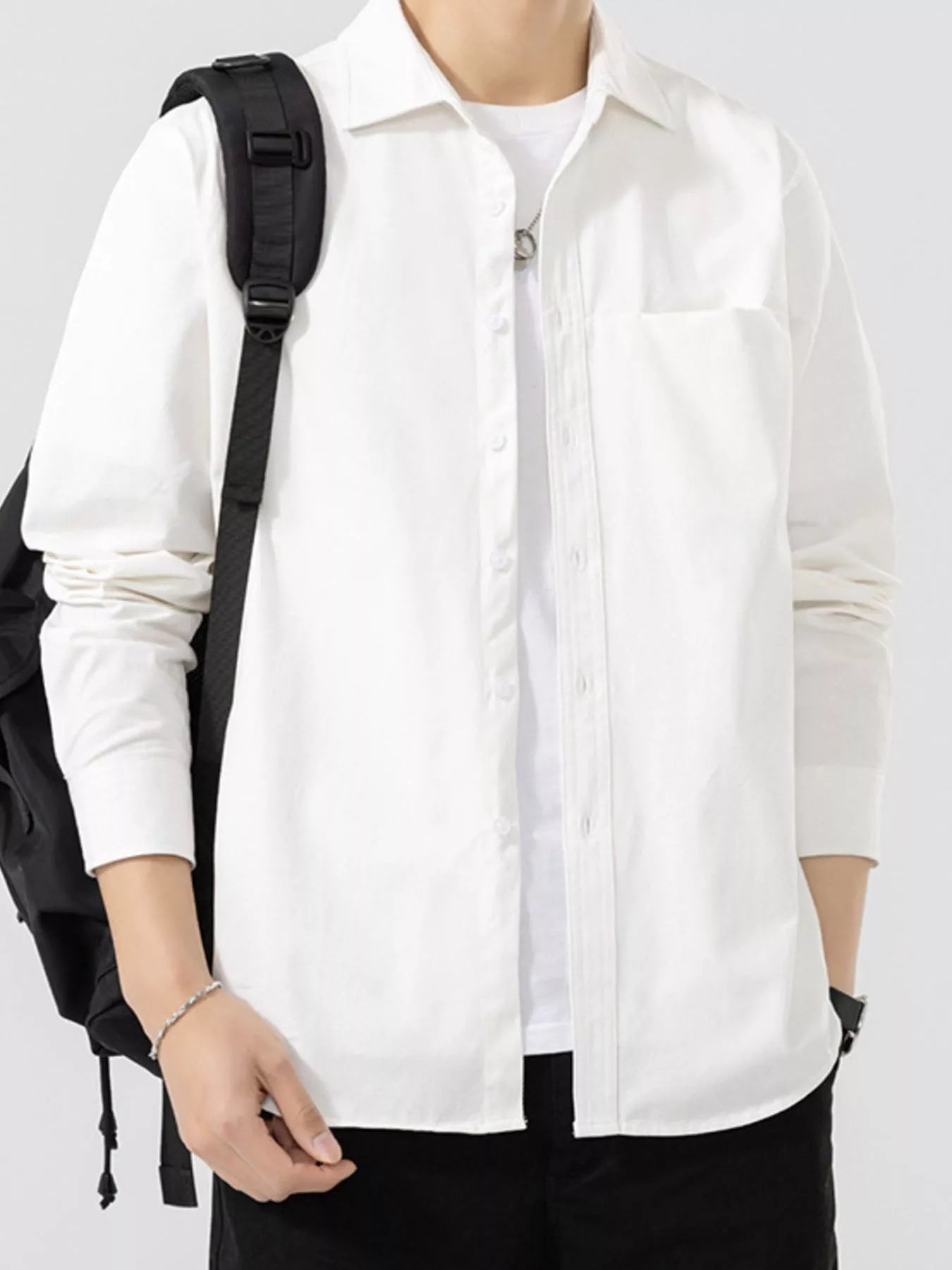 Men's Plus Size Button Up Long Sleeve Shirt