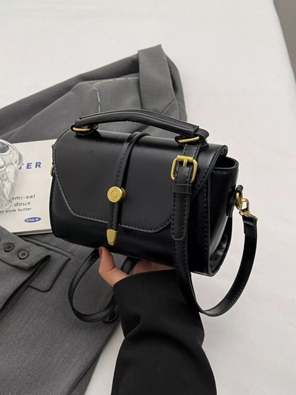 Leather Top Handle Crossbody Bag