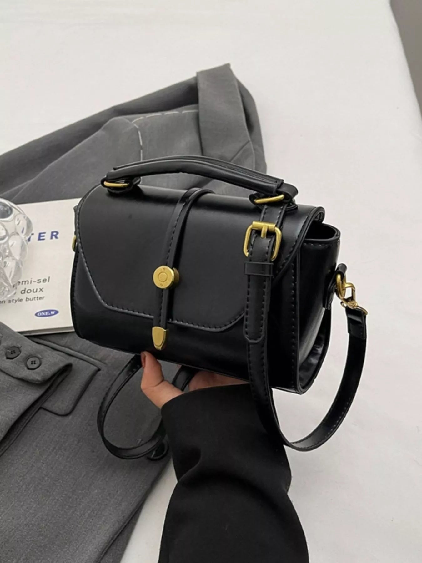 Leather Top Handle Crossbody Bag