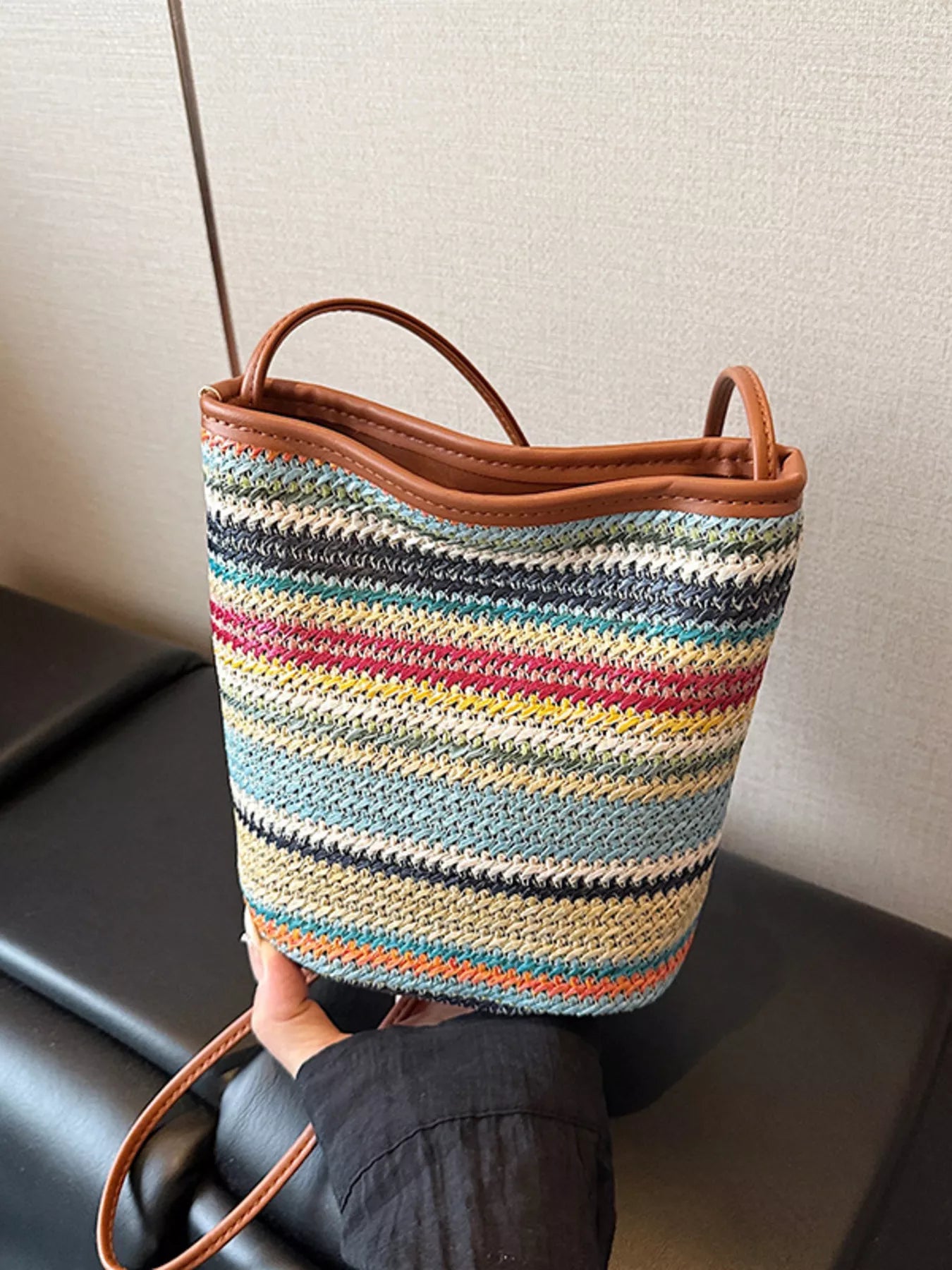 Woven Striped Crossbody Bag