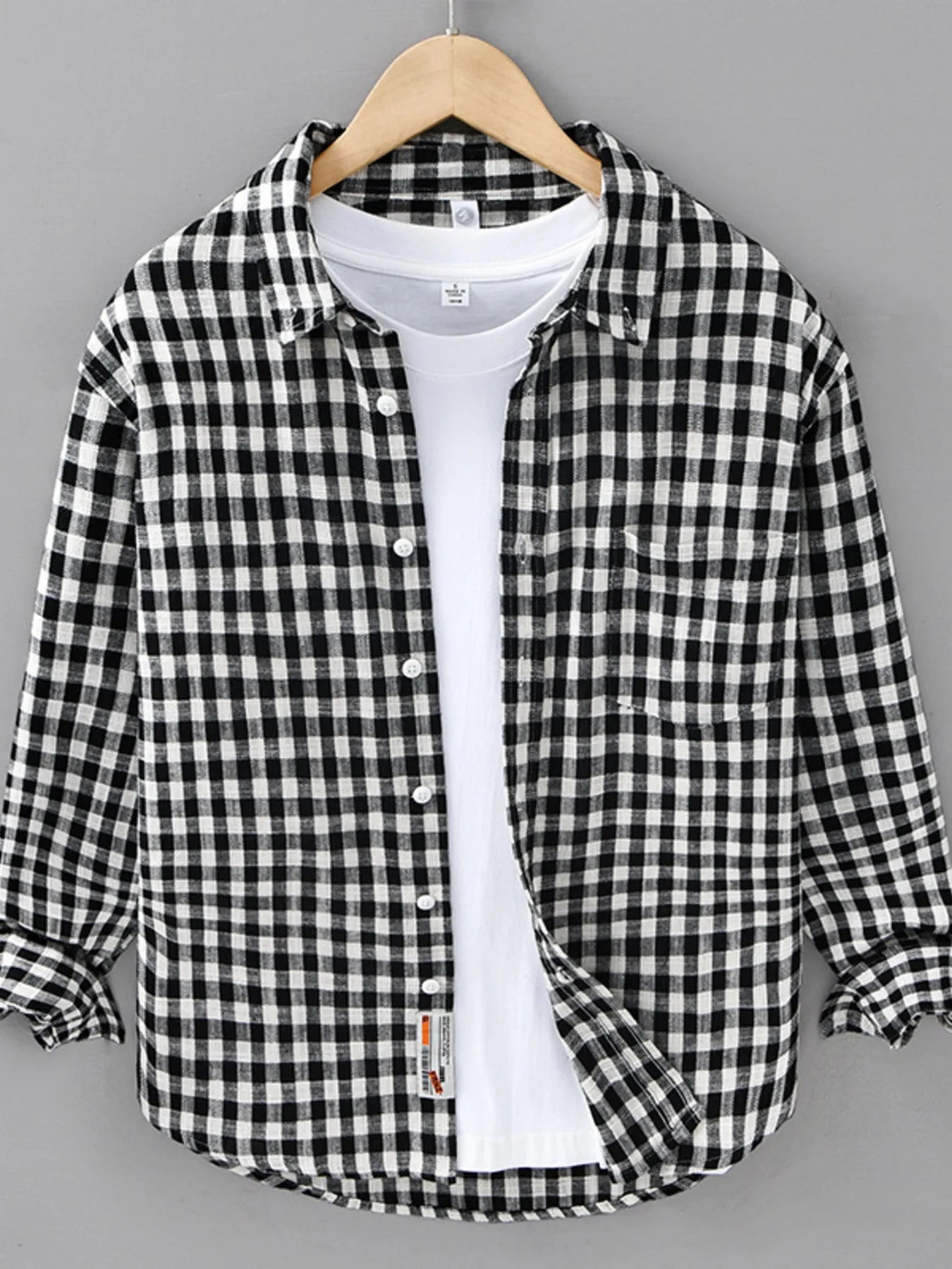 Men's Plus Size Plaid Button Up Long Sleeve Shirt