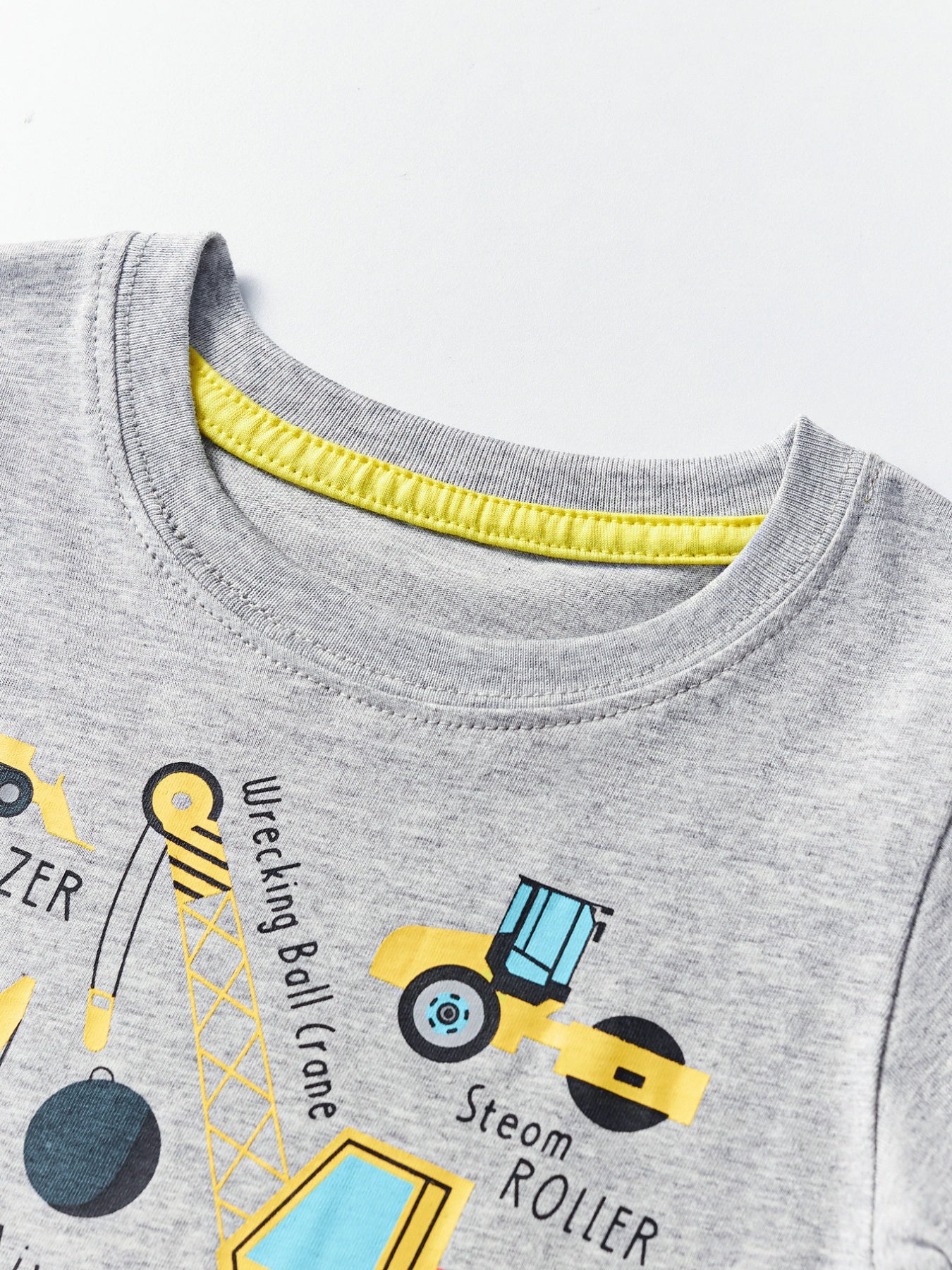 Children's Construction Vehicle Crew Neck Short Sleeve T-Shirt