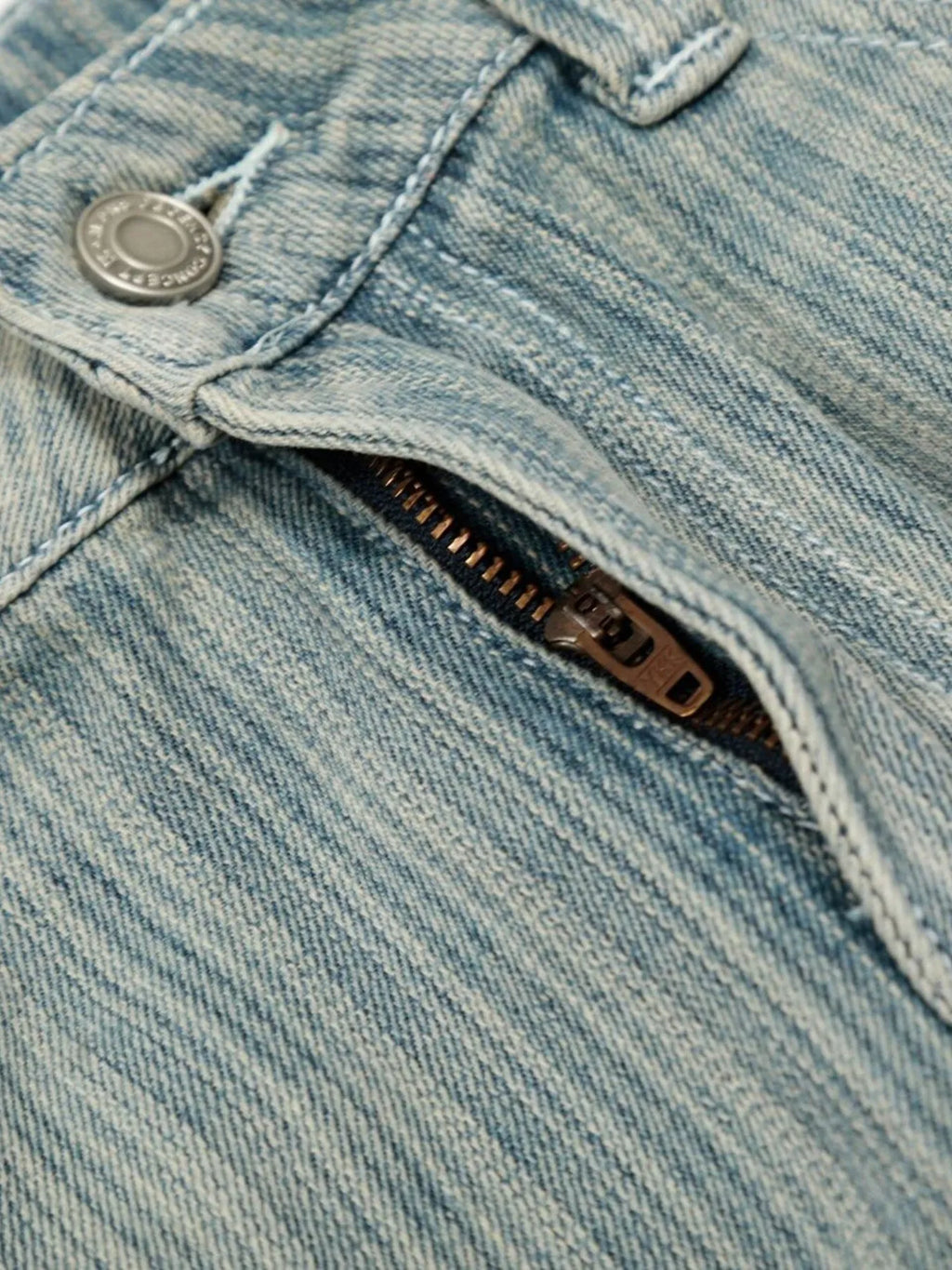 Men's Washed Pinstripe Wide Leg Jeans