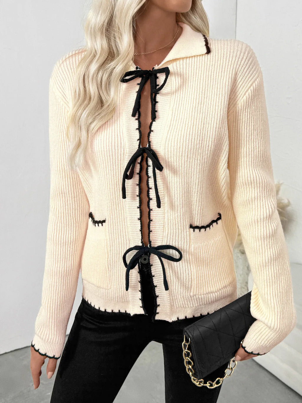 Tie Front Long Sleeve Cardigan