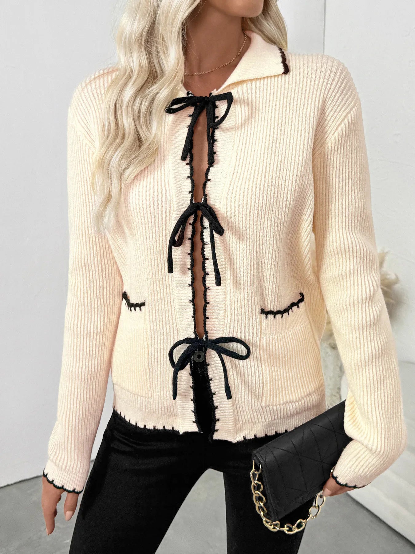 Tie Front Long Sleeve Cardigan