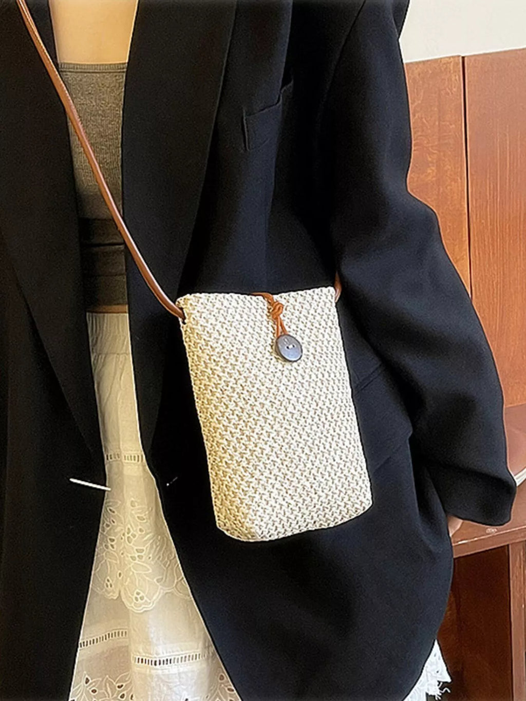 Woven Texture Crossbody Bag