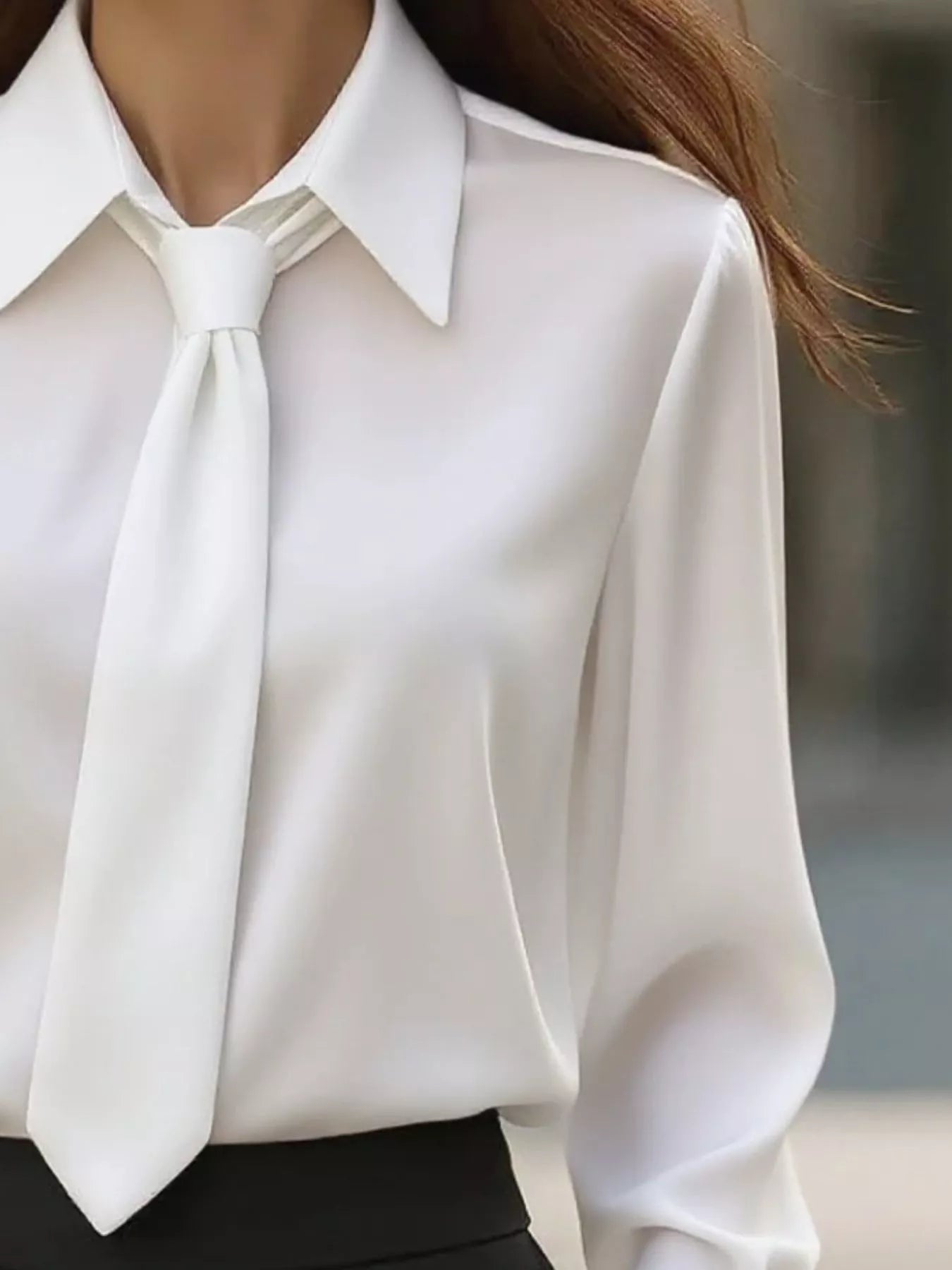 Collared Neck Long Sleeve Blouse