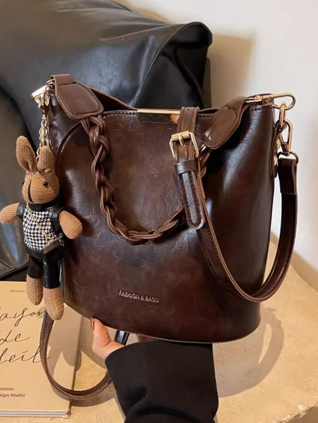 Braided Detail Bucket Crossbody Bag