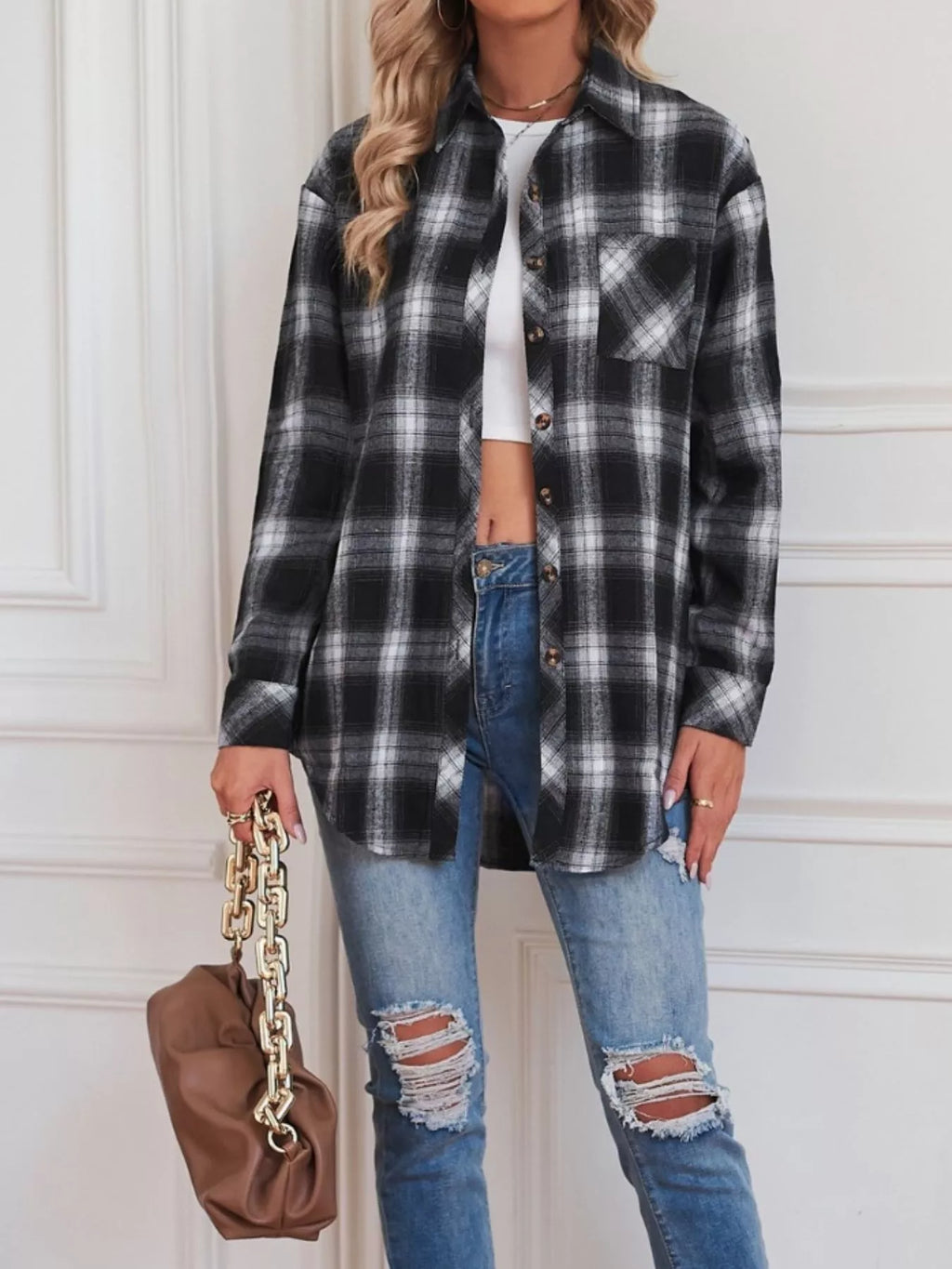 Casual Plaid Button Up Shirt