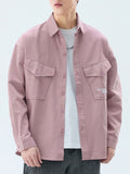 Men's Plus Size Button Up Casual Shirt with Chest Pockets