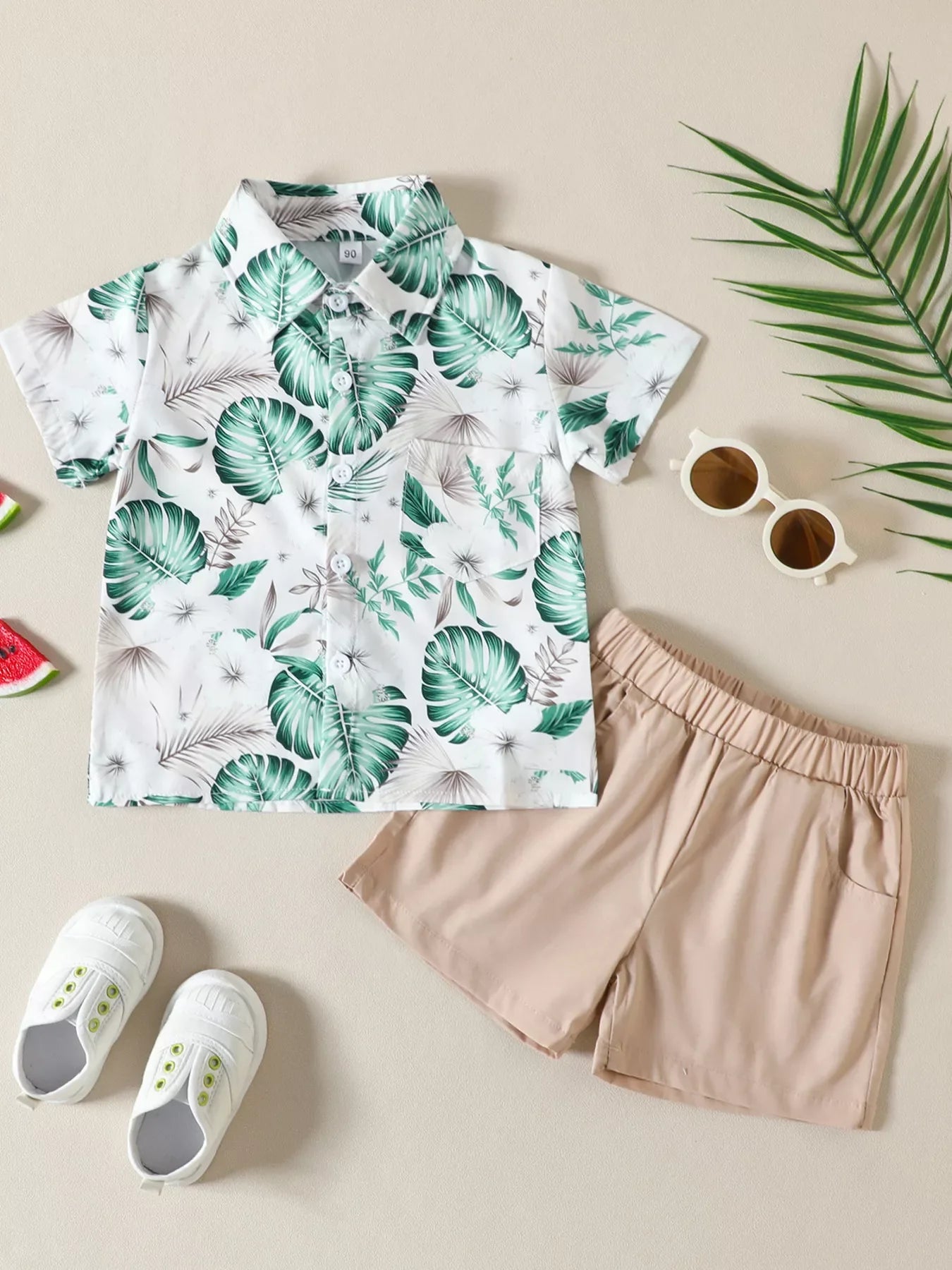 Children's Tropical Print Shirt and Shorts Set