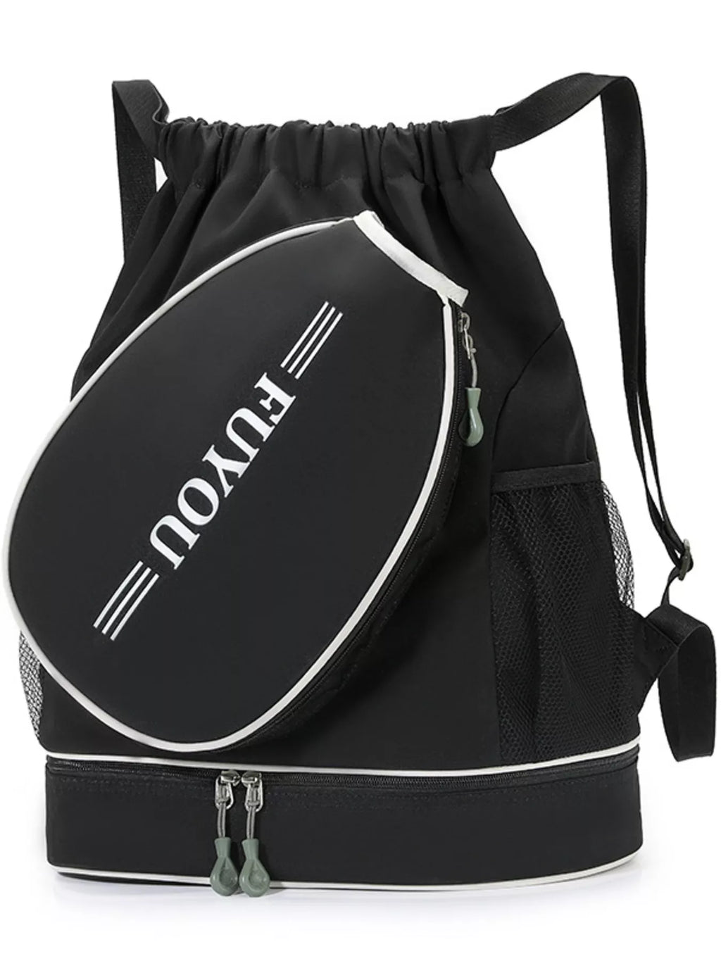 Sporty Racket Drawstring Backpack Bag