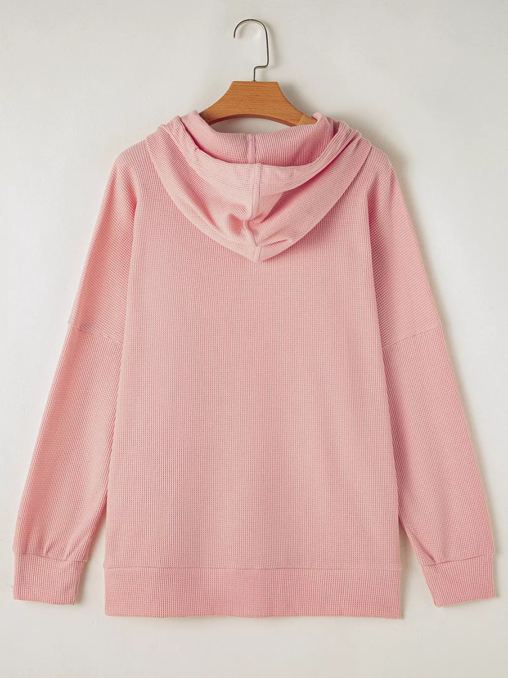 Waffle Knit Fleece Lined High Low Oversized Hoodie