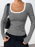 Striped Long Sleeve Scoop Neck T-Shirt