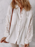 Lace Sleeve Button Down Shirt