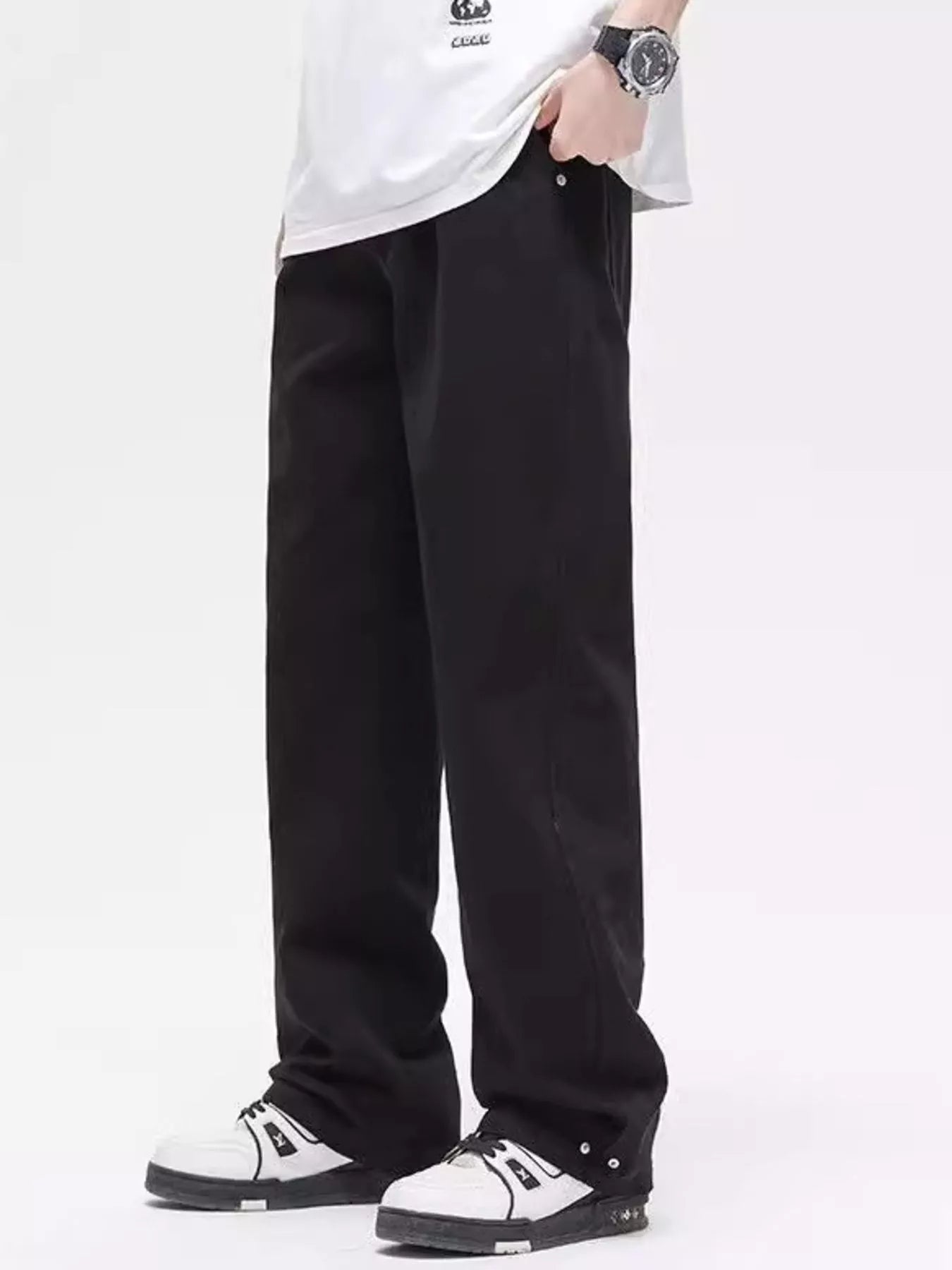 Men's Full Size Washed Wide Leg Jeans Plus Size